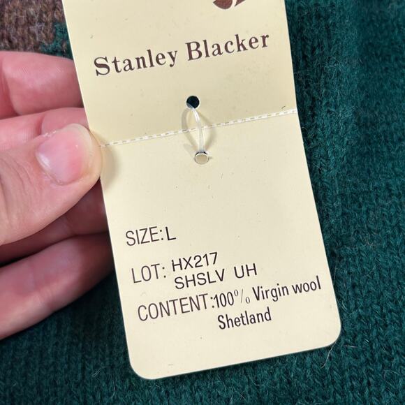 NWT Stanley Blacker Wool Sweater Vest L Argyle Brown Green Shetland Made Italy - Picture 5 of 6